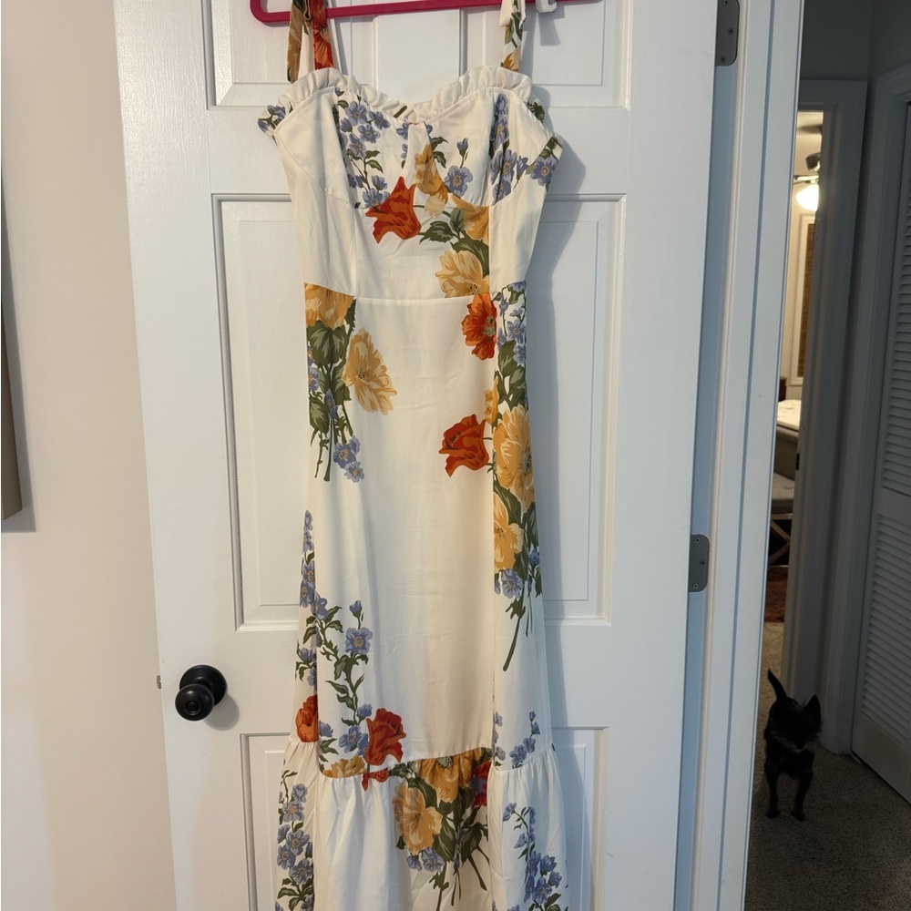 Sunday Floral Maxi Dress with Orange and Yellow Blooms